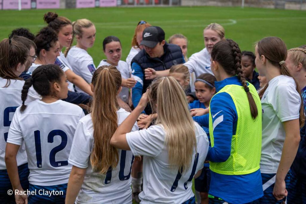 First Team Manager Rob Mitchell and his Halifax FC Women team celebrate victory