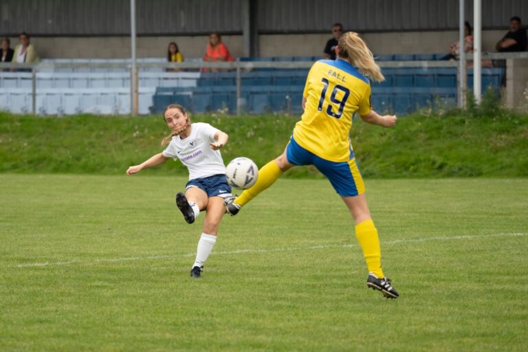 Ellie White of Halifax FC Women scores her second versus Sporting Khalsa in the FA Women's National League Cup