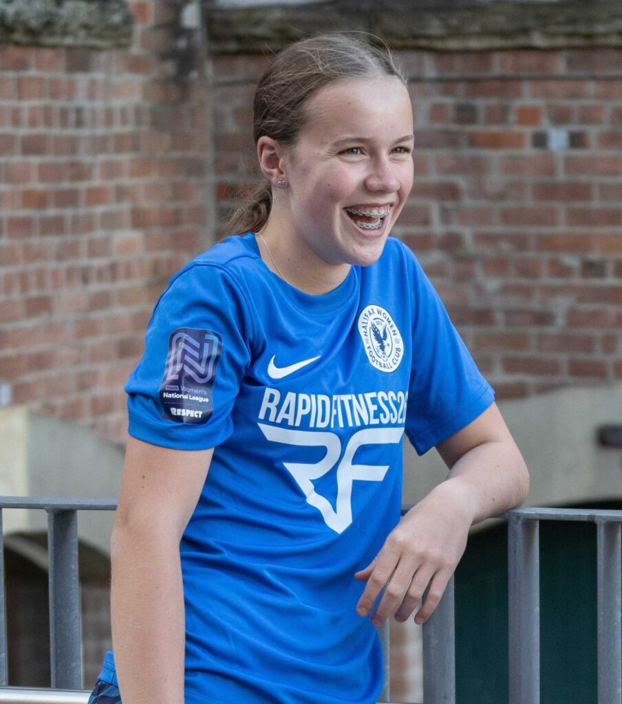 Izzy Armson of Halifax FC Women in the new home kit