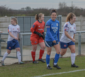 Shauna Legge leads the players onto the pitch